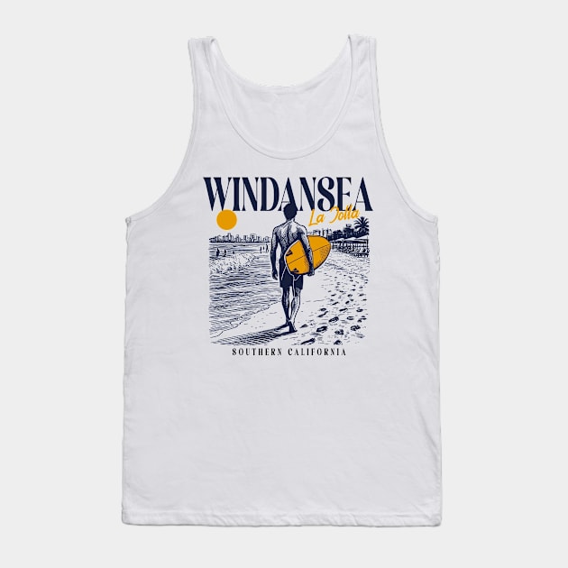 Vintage Surfing Windansea, La Jolla, California // Retro Surfer Sketch // Surfer's Paradise Tank Top by Now Boarding